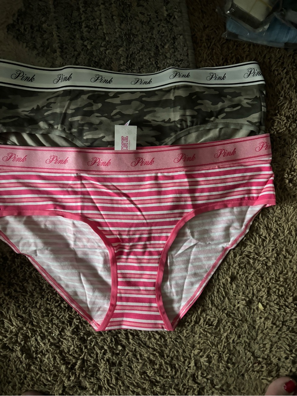 PINK Victoria's Secret Pink Striped Cotton Bikini Briefs